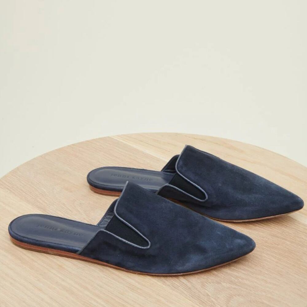 Jenni Kayne Suede Leather Mules $395 Navy Blue Flats Women EU 36 US 6 Sold Out